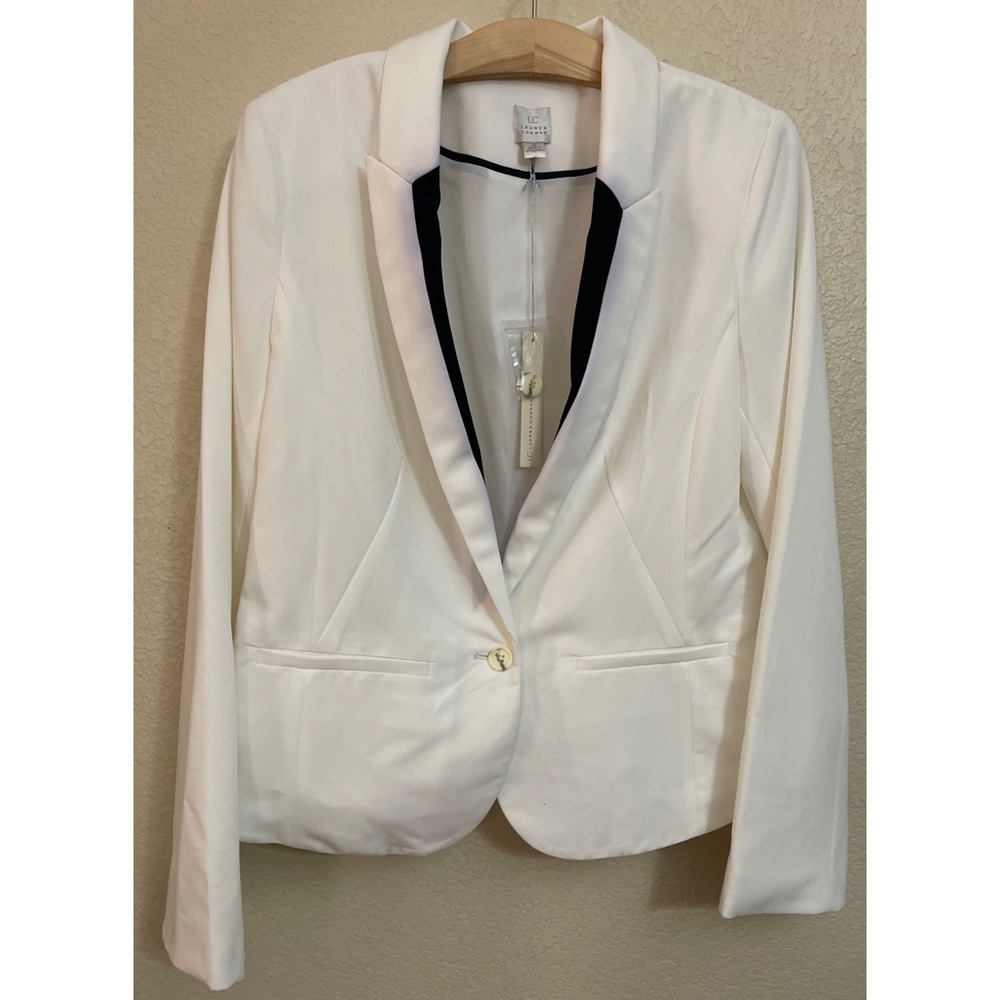 NWT LC Lauren Conrad One Button Blazer Jacket White Size 12